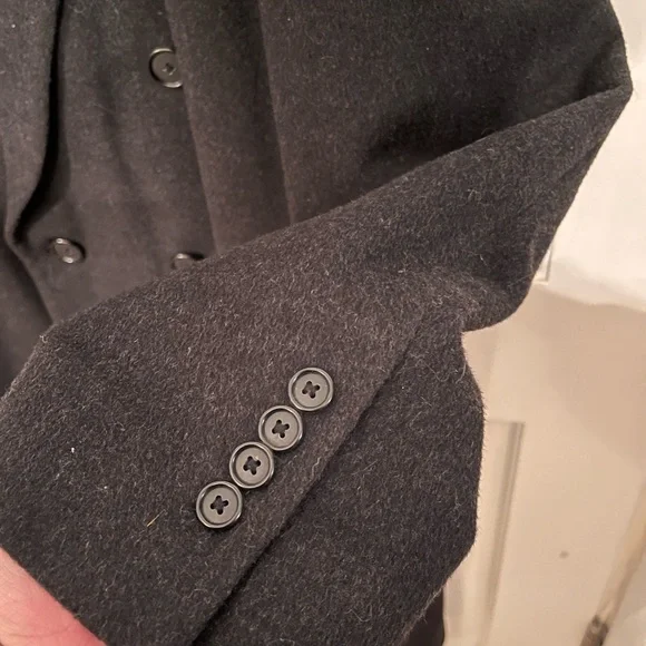 Rainforest Black Double-Breasted Men's Coat 100% Wool - Picture 5 of 7